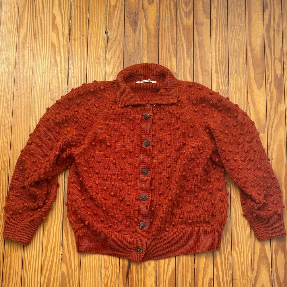 Misha & Puff Cotton Polo Popcorn Cardigan Paprika EUC